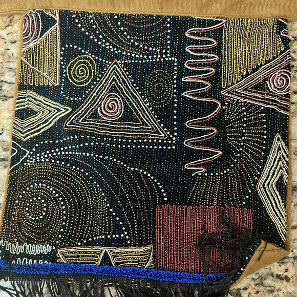 Vintage Hand Made Beaded Apron Aztec Tribal Boho Hippie - Picture 5 of 7